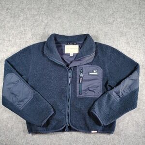 The Arrivals Sherpa Fleece Jacket Womens XS Navy Blue Full Zip Puffer